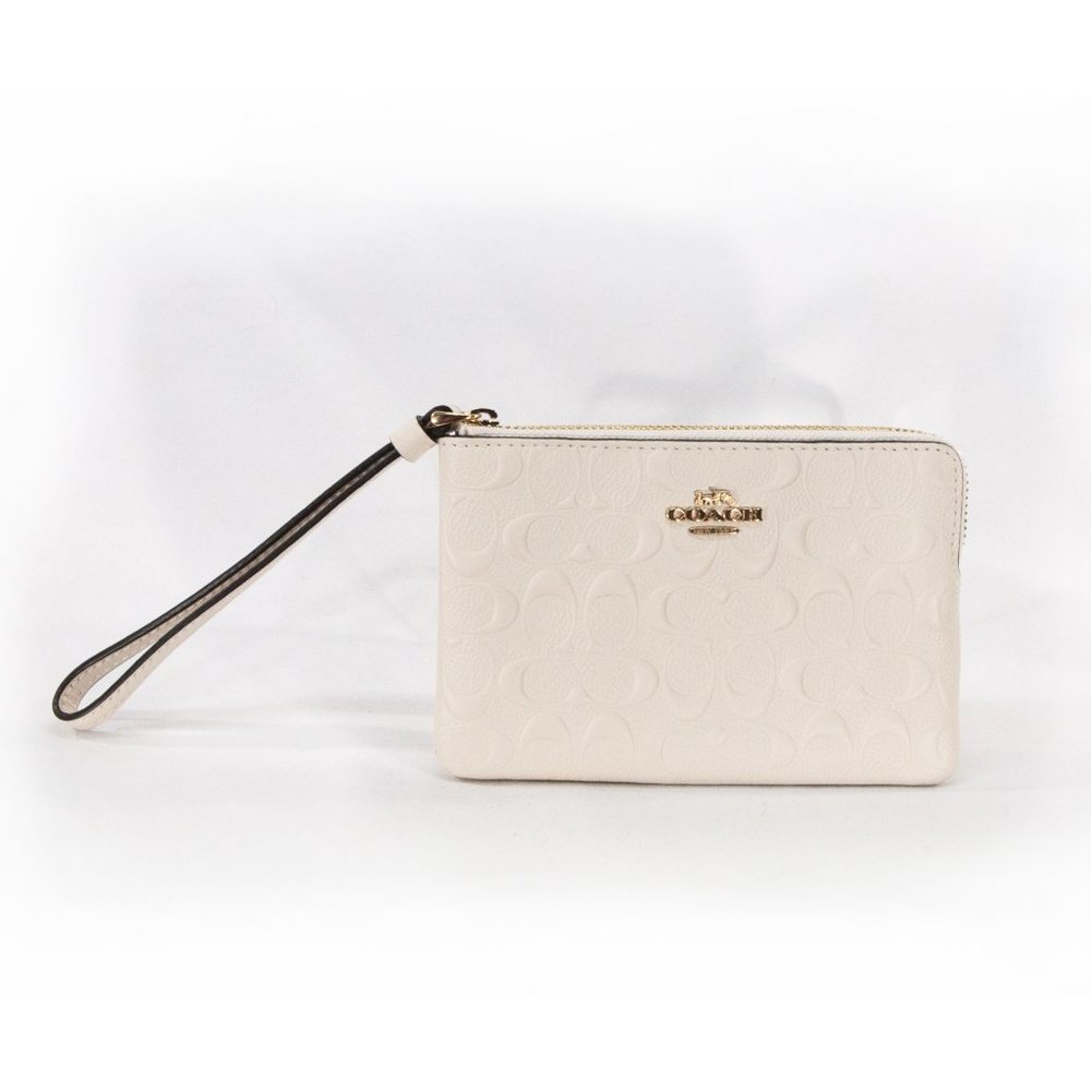 Coach 67555 White corner-zip wristlet NWT